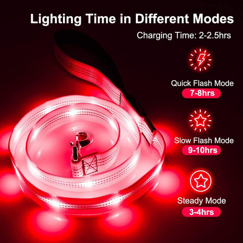BSEEN LED Dog Leash - USB Rechargeable Light Up Dog Leash - Glowing Pet Leash - LED Dog Lead for Nighttime Dog Walking (Pink?, 47 Inch)...