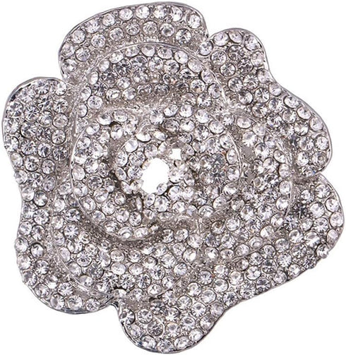 Rhinestone Rose Brooch Pin for Women Girls Fashion Crystal Big Blossom Flower Brooch Lapel Pins Elegant Dress Accessories Jewelry Boutonniere Cors...