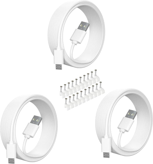 3 Pack 16.4FT Micro USB Power Extension Cable for Wyze Cam V3,WyzeCam Pan,Yi Camera,Oculus Go,Eufy,Echo Dot Kid Edition,Nest Cam,Netvue,Blink,Furb...
