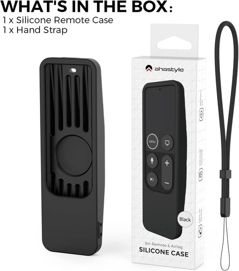 AhaStyle Protective Case for Apple TV Siri Remote with AirTag Holder, Anti Slip Silicone Cover Compatible with 2016 Apple TV HD and 4K (Black)...
