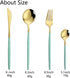 JASHII Flatware Serving Set 24 Piece, Stainless Steel Silverware Set, Mint Green Gold Cutlery, Modern Elegant Tableware for Party, Christmas, Dinn...