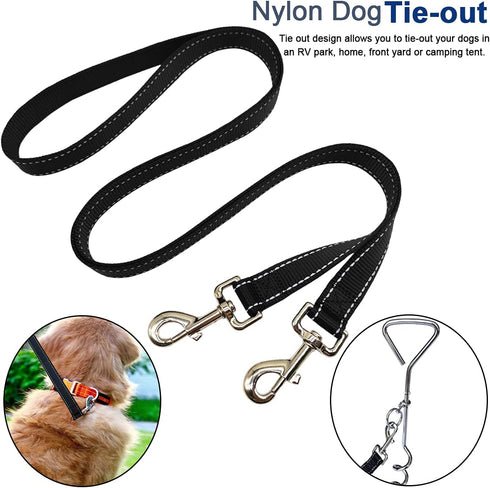 6Foot Tie Out Nylon Dog Leash, Heavy Duty 1" Wide Reflective Thick Lead for Medium Large Dogs Indoor Outdoor Front Yard Camping Black...