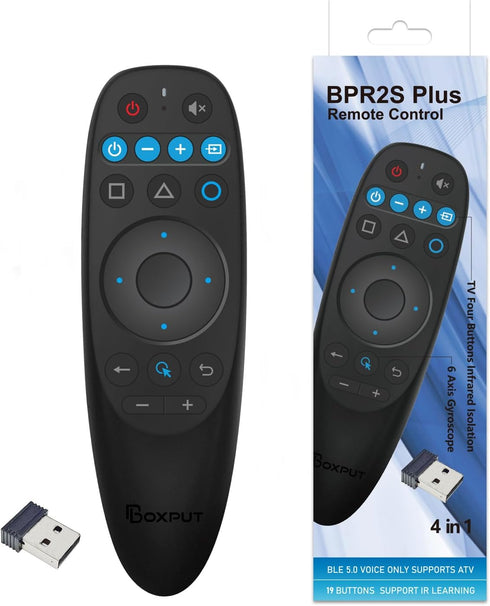 BPR2S Plus Air Mouse Remote Control Bluetooth Voice Remote Control 2.4G RF Remote with USB Receiver 6 Axis Gyroscope Support IR Learning TV 4 Keys...