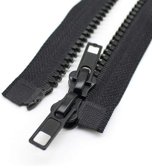 YaHoGa 2PCS #5 28 Inch Two Way Separating Jacket Zipper for Sewing Jacket Coat Molded Plastic Vislon Zippers Bulk (28" TW Black)...
