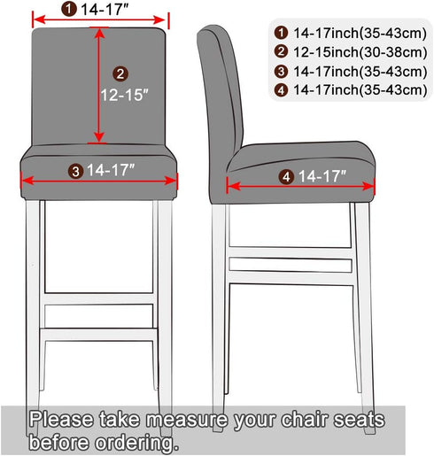 Lellen 4 Pack Stretch Chair Slipcover - Grey Floral Pattern, Waterproof, Ultra Thin, Perfect for Short Swivel Dining Chairs & Counter Height Side ...