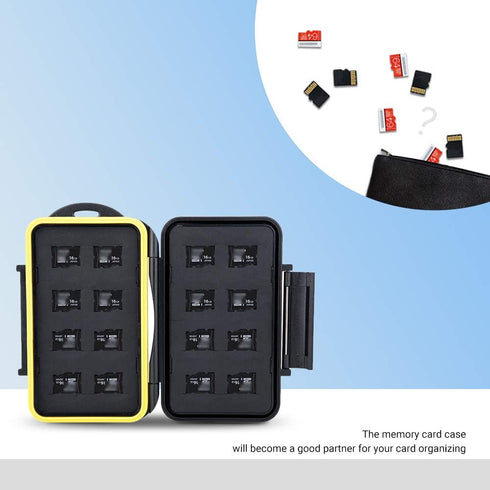 16 Slots Micro SD Card Holder, Micro SD Card Case Micro SD Micro SDHC Micro SDXC Card Storage Micro SD Card Organizer with Carabiner, Water-Resist...