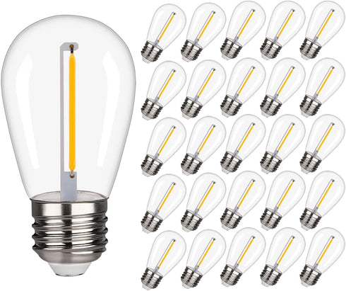 S14 Replacement LED Light Bulbs E26 Base Vintage LED Edison Filament Bulbs 1W Equivalent to 10W Warm White 2200k Outdoor String Light Bulbs Clear ...