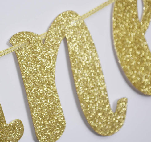 Welcome Little One Glitter Banner, Pre-strung Baby Shower Banner, Gender Reveal Party Decor (Gold)...