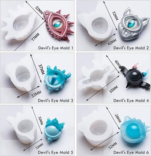 FineInno 6pcs Epoxy Resin Molds,Devil's Eye Molds,Silicone Molds,Jewelry Casting Molds Making Earrings Jewelry Making Crafting...