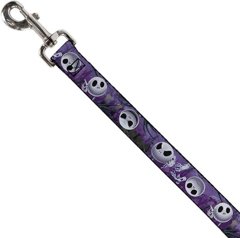 Buckle-Down Pet Leash - Jack Expressions/Ghosts in Cemetery Purples/Grays/White - 6 Feet Long - 1" Wide...