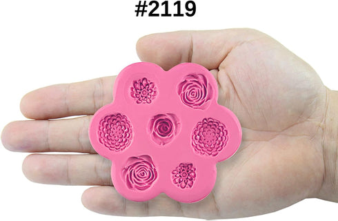 Mini Flowers Fondant Silicone Mold for Sugarcraft Cake Decoration, Cupcake Topper, Polymer Clay, Soap Wax Making Crafting Projects 7-Cavity...