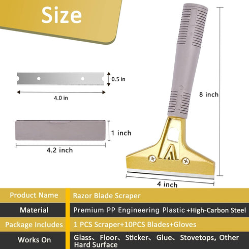 Razor Blade Scraper, 4 In Floor Scraper Tool with 30PCS Extra Metal Blades, Paint Scraper Ideal for Cleaning Stove Top, Windows, Glass, Tiles, Wal...