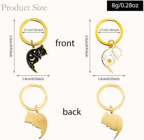 Ouligay 2pcs Couple Matching Cat Keychain Gifts for Boyfriend Girlfriend, Best Friend Graduation Birthday Gifts for Women Friendship, Valentine's ...