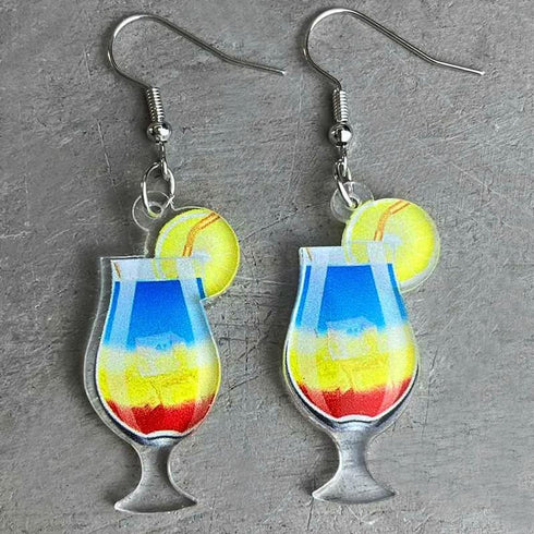Bohemia Acrylic Beach Holiday Bottle Earrings Sets for Women Valentine's Day Tequila Wine Glass Miniature Bartender Cocktail Drink Bottle Drop Dan...
