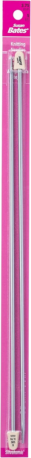 Susan Bates 11114-5 14-Inch Silvalume Single Point Knitting Needle, 3.75mm, Steel Grey...