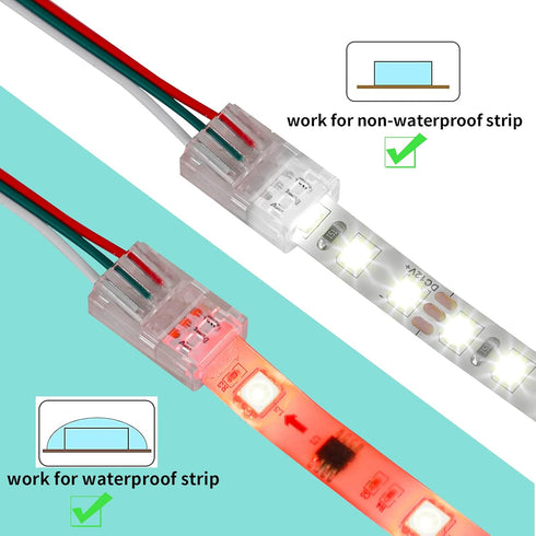 HOMELYLIFE 3 Pin LED Strip Connector Solderless 10 Pcs with 16.4ft Extension Cable 3 Conductor for Waterproof or Non-Waterproof 10mm Wide WS2811 W...