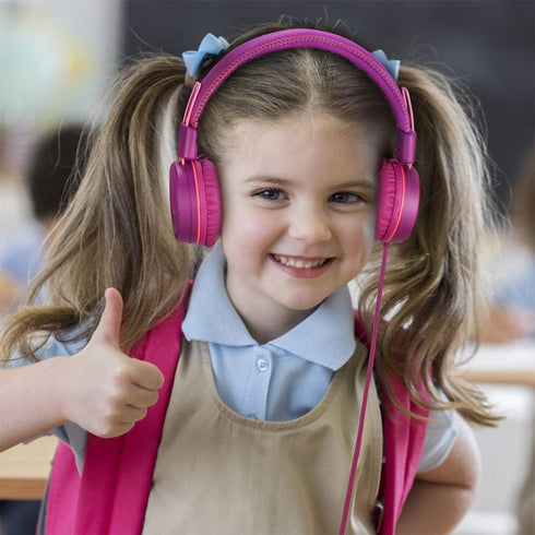 POWMEE M1 Kids Headphones Wired Headphone for Kids,Foldable Adjustable Stereo Tangle-Free,3.5MM Jack Wire Cord On-Ear Headphone for Children (Purp...