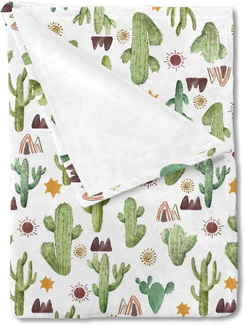 Green Cactus Sun Mountain Baby Blanket for Boys Girls Desert Cactus Tribal Flannel Super Soft Receiving Blankets Warm Swaddle Blanket Bedding Blan...