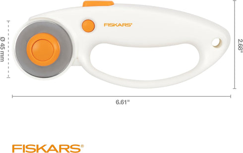 Fiskars 45mm Quick Change Rotary Cutter for Fabric - Steel Rotary Cutter Blade - Craft Supplies - Crafts, Sewing, and Quilting Projects - White...