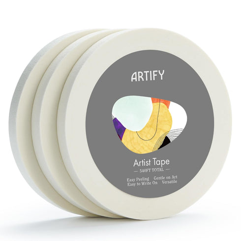 ARTIFY Artist Tape for Drafting Art, 0.5" *3 Pack White Masking Tape for Watercolor Painting Drafting Canvas Framing and All Paper Media, for Craf...