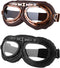 Motorcycle Goggles, 2 Pack Vintage Pilot Style Riding Goggle Burning Man Goggles for Men Women Youth Adult...
