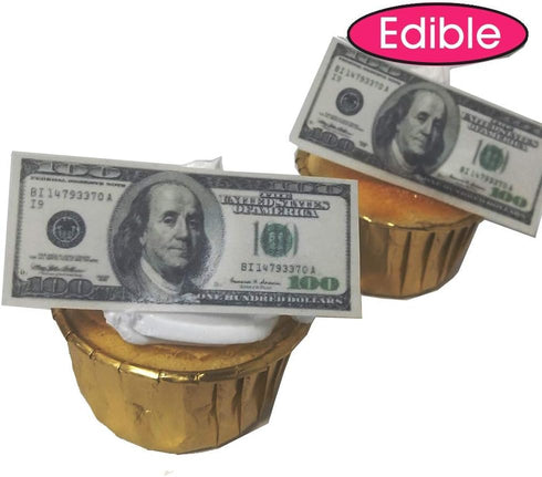 Edible 100 Dollar Bills Wafer Paper Cake Decorating Hundred Bill Edible Money Cake Topper (20 Green)...