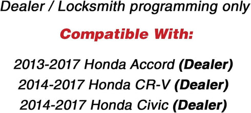 KeylessOption Keyless Entry Remote Fob Uncut Ignition Car Key for 2014-2015 Honda Civic, CR-V 2013-2016 Honda Accord MLBHLIK6-1T...