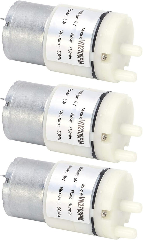Walfront 3Pcs DC 6V Micro Diaphragm Pump 3L/min Miniature Water Air Vacuum Motor pressure Switch for Fish Tank 3W, Diaphragm Pump...
