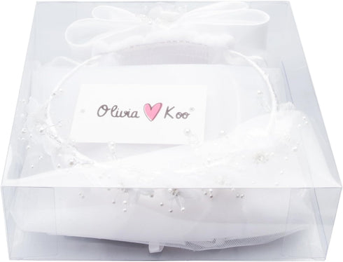 Girls First Communion White Floral Wreath Veil...
