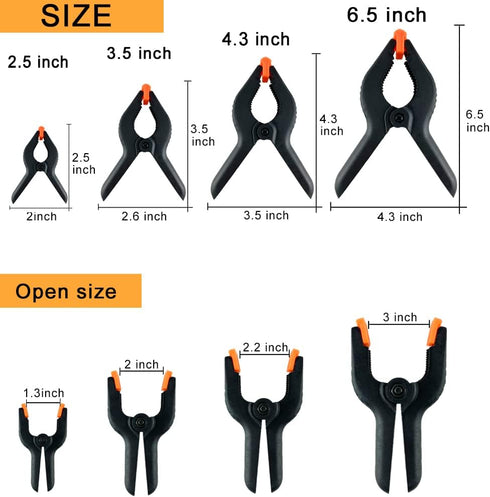 WAENLIR 16-Piece 3.5 inch Nylon Spring Clamp Set Plastics Clips for backdrop, Wood Working, Photography, Craft, Art DIY...
