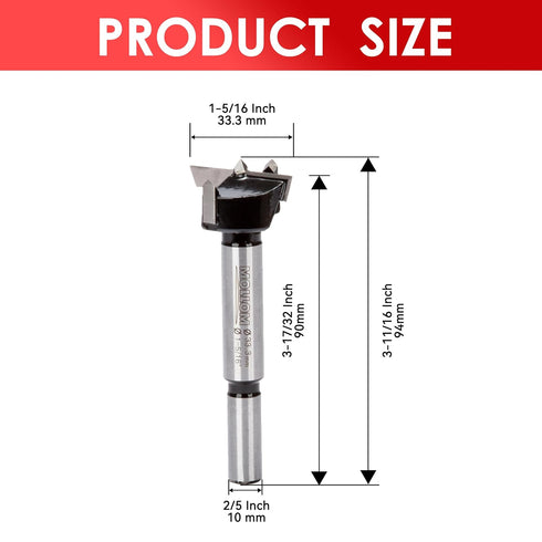 1-5/16" (33.3mm) Forstner Drill Bit for Precise Woodworking with Durable YG8 Carbide Thickness of 2.0mm,This Hinge Cutter Tool is Ideal for Hard W...