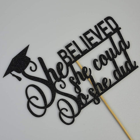 Graduation 2025 Cake Topper, She Did It Cake Sign, Congrats Grad Party Decorations, Black...