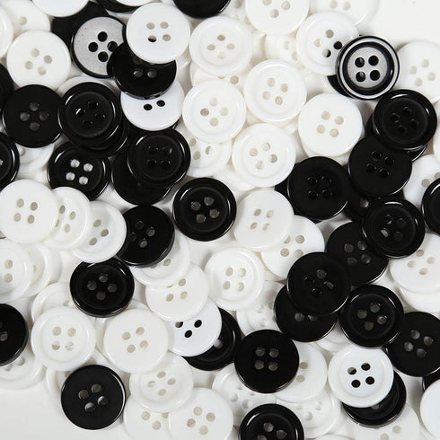 BaoQiu 15mm White Black Plastic Buttons 5/8 Inch Pack of 150 Pcs Sewing Resin Buttons Four Holes DIY Craft Buttons...