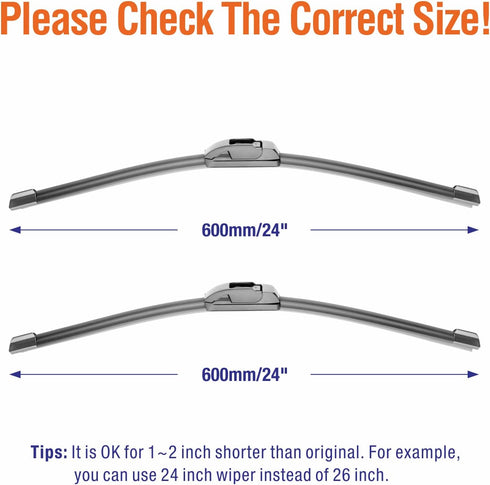 Wiper Blades 24" + 24" Automotive Replacement Windshield Wiper Blades for My Car Premium All-Seasons OE Quality Wipers for front windshield(Set of...
