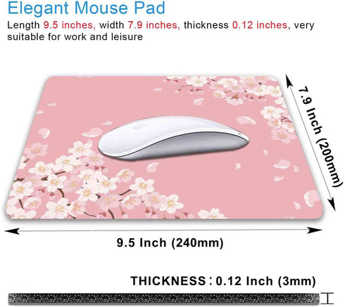 Cute Pink Mouse Pad, Floral Flowers Mouse Pad, Sakura Cherry Blossom Mousepad, Japanese Aesthetic Desk Decor, Anti Slip Rubber Base Mice pad for C...