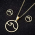Simple Stainless Steel Round Ocean Wave Stud Earrings Sea Wave Pendant necklace Set Beach Jewelry for Surfer Gift...