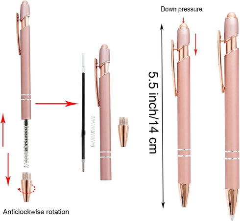 PASISIBICK 12 Pieces Rose Gold Inspirational Motivational Quotes Snarky Screen Touch Stylus Ballpoint Pens, Office Encouraging Scriptures, Black I...