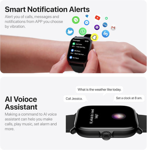 Smart Watch for Men Women (Answer/Make Calls/AI Voice Control) 1.91" for Android Phones iPhone Samsung Compatible IP68 Waterproof/Heart Rate/Sleep...