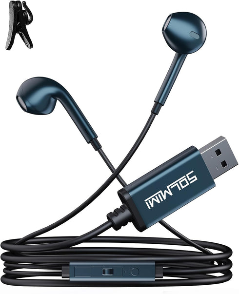 USB Earbuds with Microphone for PC Laptop, 2M/6.5ft USB Headset with Microphone for PC, USB Headphones for Computer Laptop PC PS4 PS5 Notebook Des...
