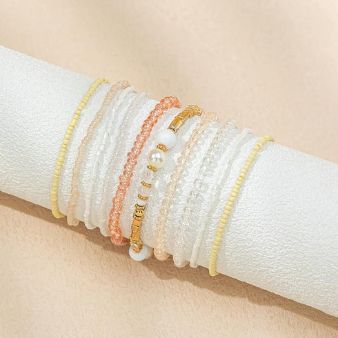 Pingyongchang Bohemian Stackable Bead Bracelets for Women Multilayer Stretch Bangles Bracelet Set Handmade Multicolor Crystal Beaded Bracelets Set...