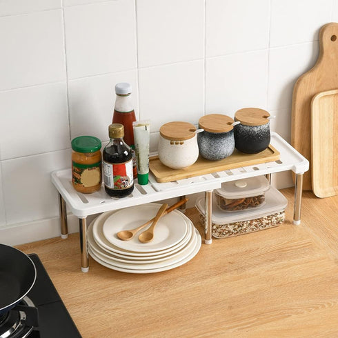 Expandable Cabinet Organizer Shelf, Kitchen Cupboard Organizer, Free Standing Spice Rack, Retractable Storage Racks for Bathroom, Countertop, Pant...
