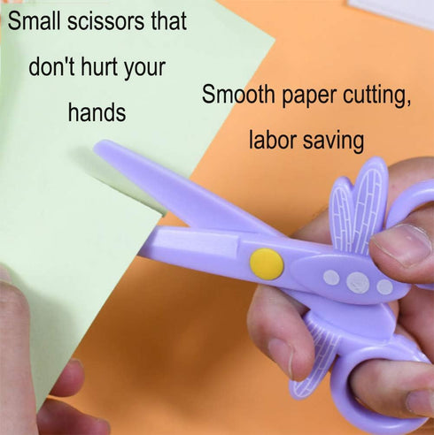AKOAK 6 Pcs Children Plastic Scissors Primary School DIY Art Safety Small Scissors Kindergarten Children Special Plastic Scissors Cute Dragonfly P...