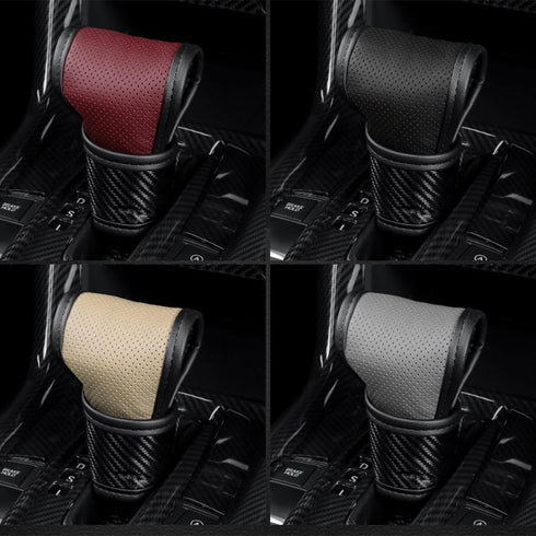 Car Gear Shift Knob Cover,Carbon Fibre Leather Gear Stick Cover for Car Decorations & Protection,Universal Car Interior Accessories Fits Car SUV T...