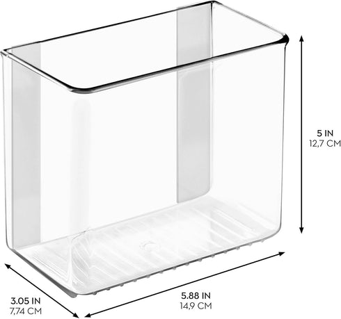 iDesign AFFIXX Plastic Wall Mount Organizer for Kitchen, Bathroom, Office, Bedroom, Garage, Craft Room, 3" x 6" x 5", Clear...
