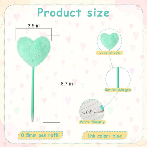 Pom Pom Ballpoint Pen 4 Pack Heart Shape Puffy Pens Fluffy Pen for Girls Colorful Fuzzy Pens Ballpoint Pens for School,Office and Party Supplies...