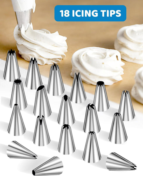 150 Pcs Piping Bags and Tips Set, Cakes Decorating Kit Supplies with 120 Pcs 12 Inch Piping Bags, 1 Reusable Pastry Bags, 18 Tips, 2 Couplers, 2 B...