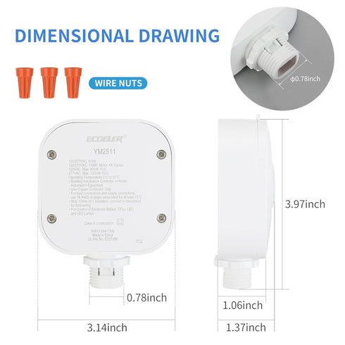ECOELER Ceiling Occupancy Motion Sensor Switch, High Bay Fixture Mount 360° Ceiling Automatic Light Switch, 120/277VAC, UL, FCC Approved Passive I...