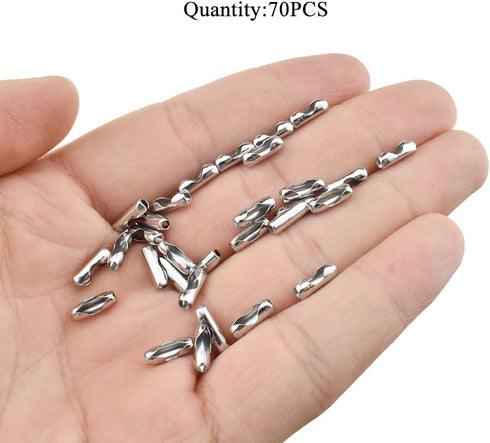 Acoeitl Ball Chain Connector Clasps Fits 2.4mm Beaded Ball Chain Clips Silver Stainless Steel 70Pcs...
