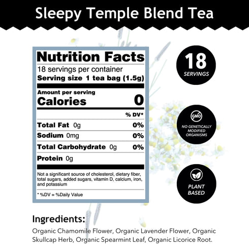 Buddha Teas - Sleepy Temple Blend - Organic Herbal Tea - For Health & Wellbeing - Blend of Herbs & Flowers - Clean Ingredients - Caffeine Free - O...