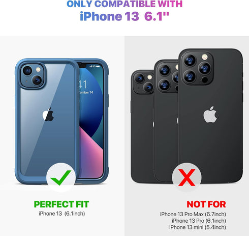 Diaclara Designed for iPhone 13 Case, Full Body Rugged Case with Built-in Touch Sensitive Anti-Scratch Screen Protector, Soft TPU Bumper Case for ...